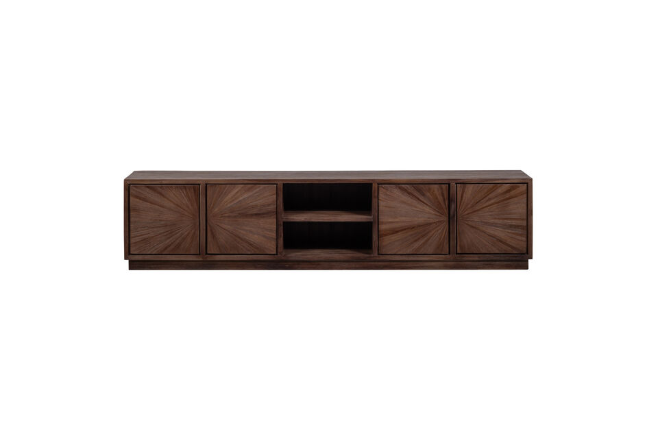 The refined details on the doors give the cabinet a unique, artisanal look