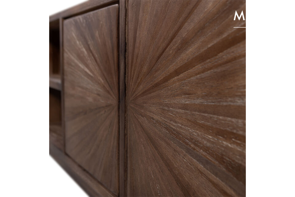 Teak has a dark brown/red color, which gives it a very luxurious look