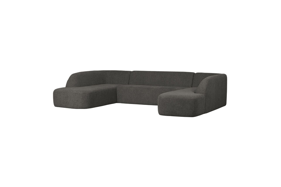 U-vorm bank 339 cm chenille grijs/zwart melange Sloping Woood