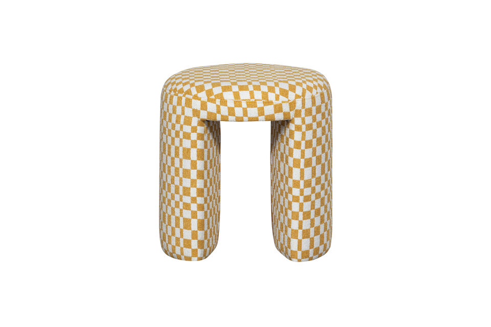 The entire stool is upholstered in the unique Chess fabric, which gives the design a friendly look