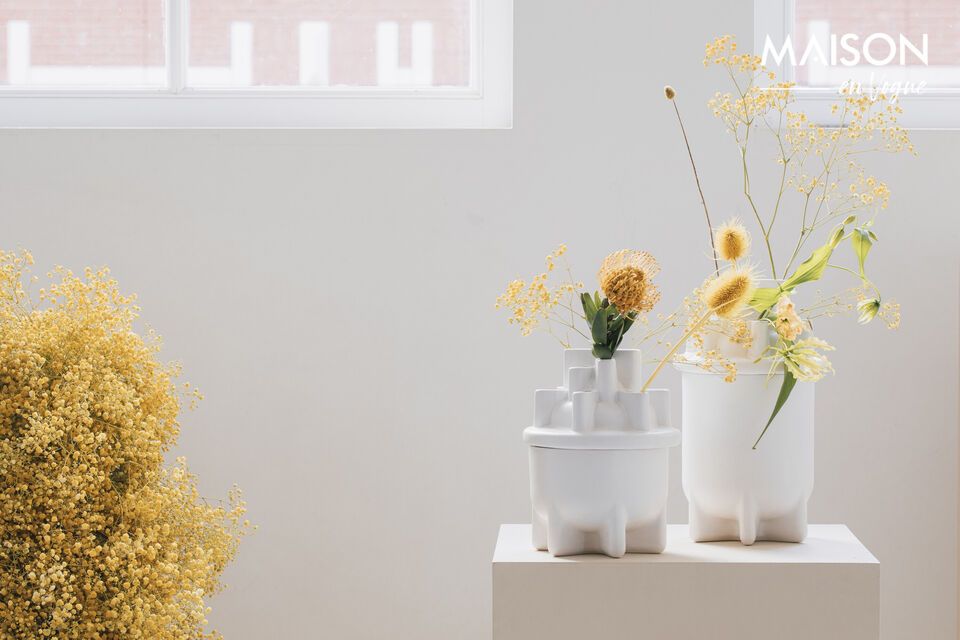 Vase 28 cm en céramique blanc Bassin - 8