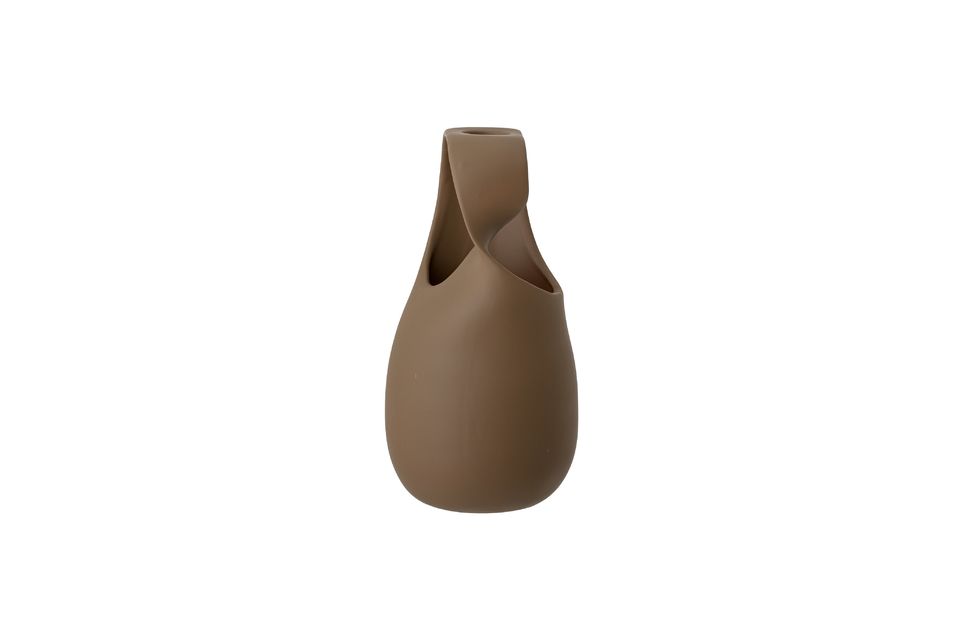 Vase brun à anse en grès Nicita - 6
