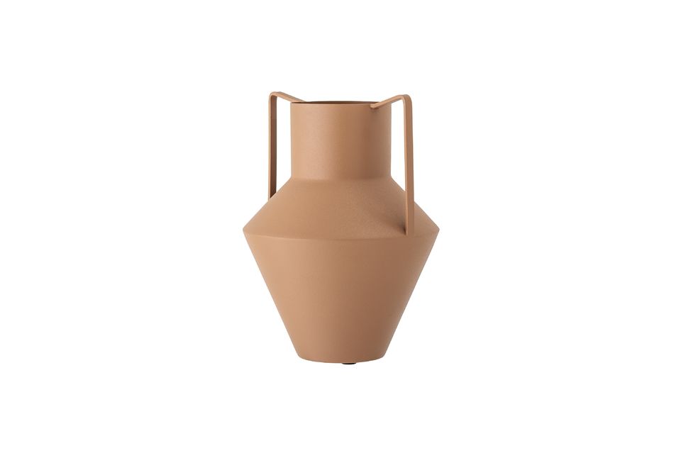 Magnifique vase moderne métallique de couleur terre avec finition rugueuse