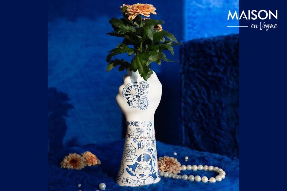 Vase en céramique bleu Liberty Bold Monkey