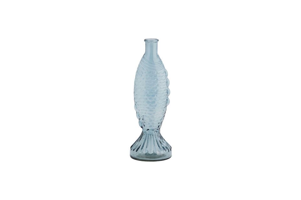 Vase en verre bleu clair H30 Fish Madam Stoltz