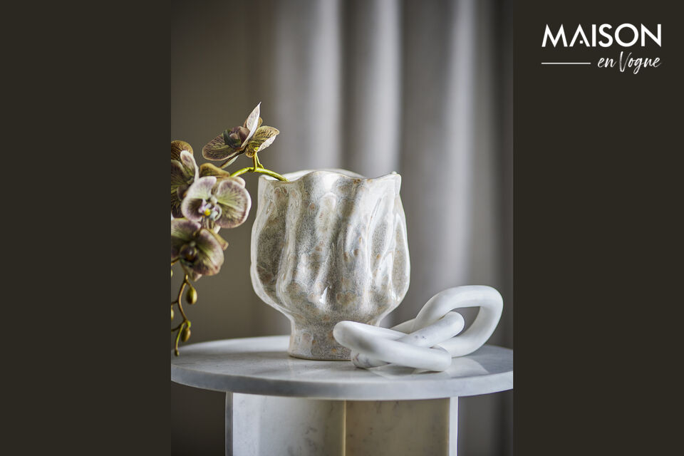 The Adair Vase by Bloomingville is made of stoneware with a reactive glaze in light shades