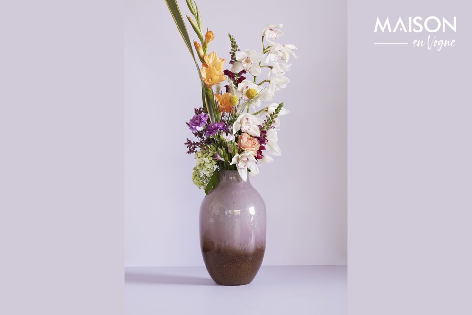 Vaso in vetro marrone e rosa Posy Hübsch