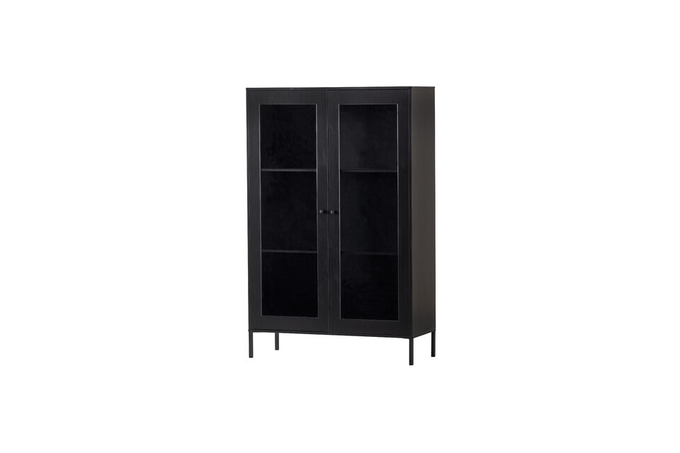 Vitrine 155x100 cm Kiefer Schwarz Xam Woood