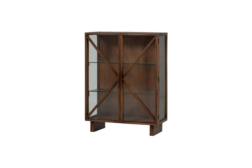 Vitrine 2 portes bois de manguier marron KELLA Woood