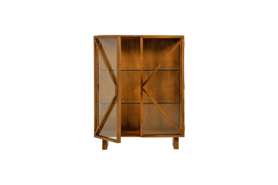 Élégante vitrine en verre Fabriquée en bois de manguier Équipée de deux portes et de deux
