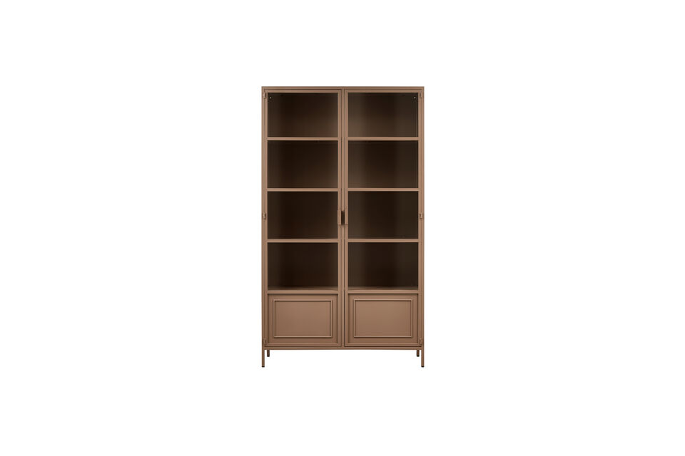 Vitrine etroite avec une teinte ludique En metal peint par poudrage Deux portes avec vitrine en