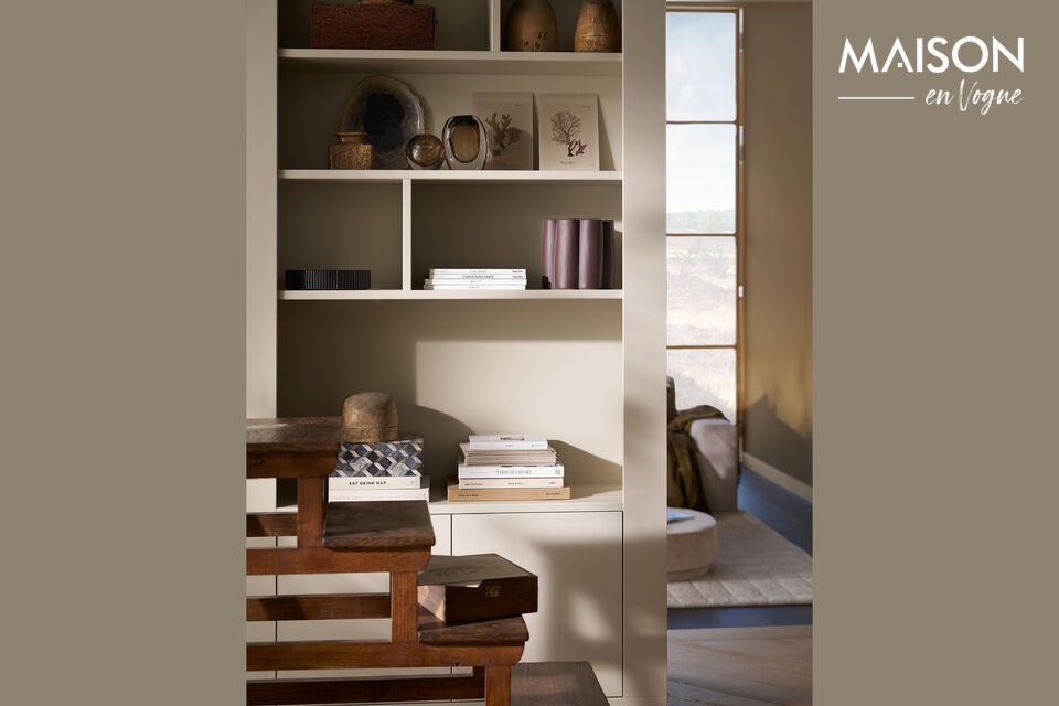 Showcase your decor in the open compartments and enjoy ample hidden storage behind the elegant