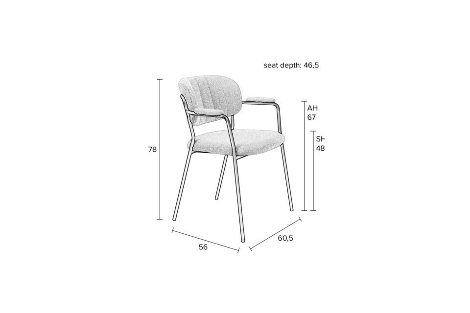 White fabric chair Jolien - 10