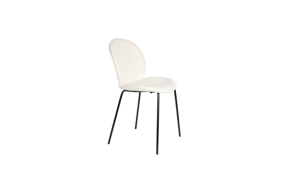 White fabric dining chair Bonnet Zuiver