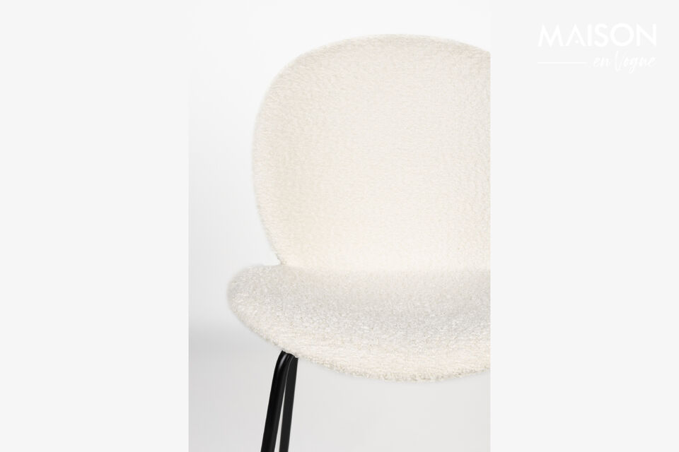 White fabric dining chair Bonnet - 8