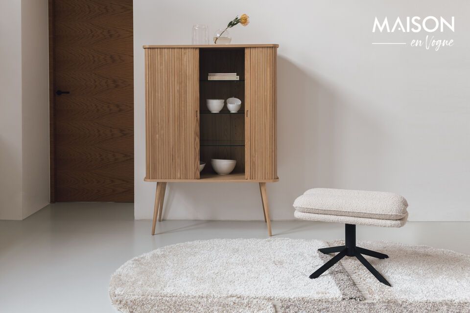 Made from white bouclé fabric