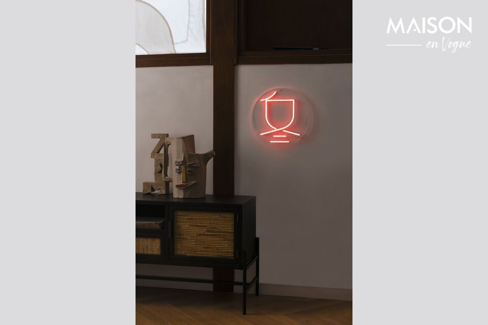 The sign is made of red LED light, which is dimmable