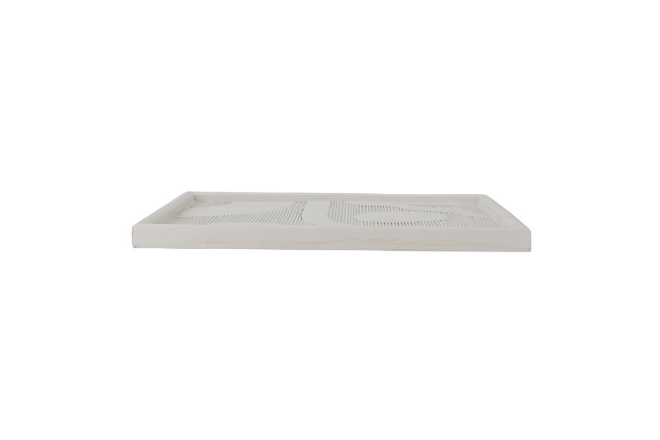 The decoration is white and adorned with a graphic pattern