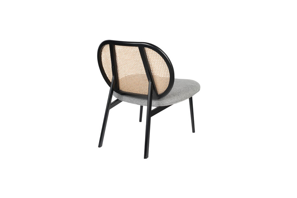 Wohnzimmersessel aus Holz und grauem Spike Stoff - 15