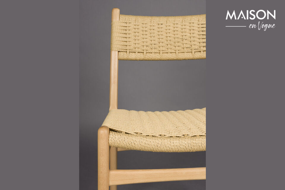 Features a comfortable woven rope seat