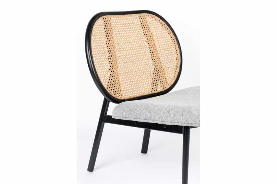 Wooden living room armchair with gray Spike fabric - 7