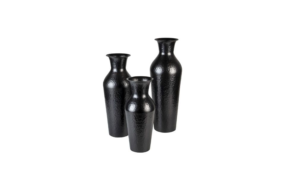 Zwart stalen vaas 49 cm Dunja - 3